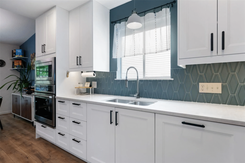 White kitchen remodeling project in austin