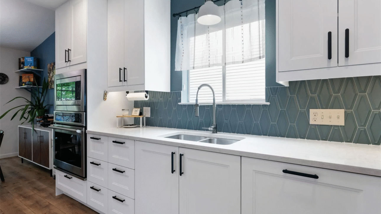 White kitchen remodeling project in austin