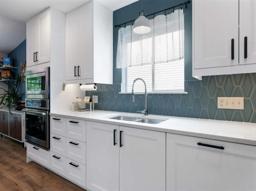 White kitchen remodeling project in austin