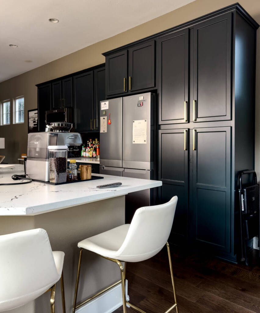 Open-concept kitchen design with marble countertops in Austin, TX